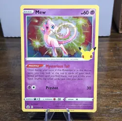 Pokemon TCG Mew 60 HP 011/025 Holo Rare Celebrations 25th Anniversary Eng 2021 - Image 1