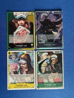 Trafalgar Law One Piece TCG 4-card lot ST10 Super Rare+OP10 Leader - ships PWE - Image 1
