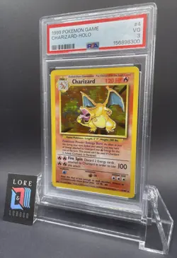 1999 Pokemon Charizard #4 Base Set Unlimited Holo PSA 3 - Image 1