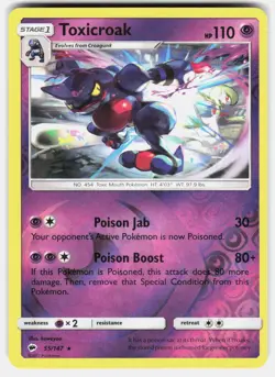 Toxicroak 55/147 Rare Burning Shadows Pokemon Reverse Holo Lightly Played - Image 2