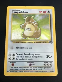 1999 Jungle Vintage Pokemon 2 Card Lot: Holo Vaporeon 12/64 & Kangaskhan 5/64 - Image 2