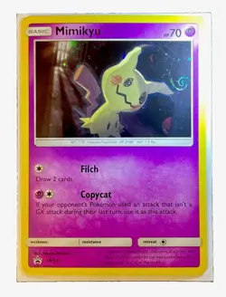 Mimikyu 2017 Pokemon Sun Moon Black Star Promo SM99 Cosmos Holo HD GALAXY SWIRL - Image 1