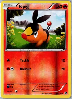 Pokemon Card - Tepig 15/114 Black & White Common Reverse Holo Lightly Played - Image 1