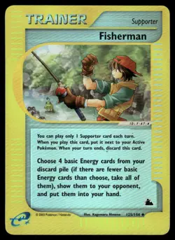 Pokemon Cards Fisherman 125/144 Reverse Holo Skyridge Uncommon NM - Image 1