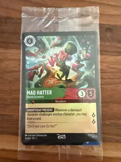 2026 Disney Lorcana D23 Mad Hatter 16/D23 EN-7 Gold Member Exclusive Card - Image 1