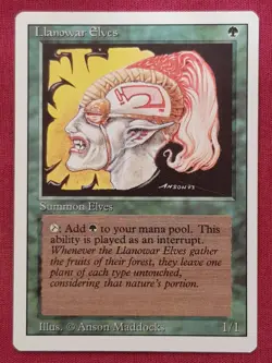 Magic The Gathering REVISED EDITION LLANOWAR ELVES green card MTG - Image 1