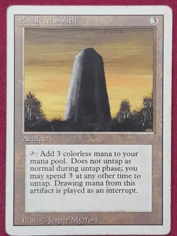 Magic The Gathering REVISED EDITION BASALT MONOLITH card MTG - Image 1