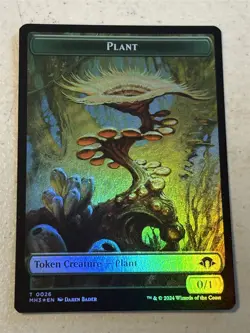 mtg foil token Eldrazi Spawn // Plant, 0002/0026, Modern Horizons 3 - Image 1