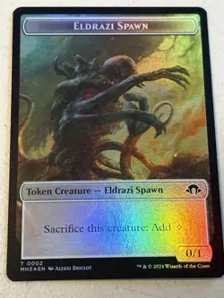 mtg foil token Eldrazi Spawn // Plant, 0002/0026, Modern Horizons 3 - Image 2