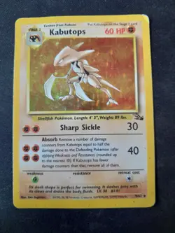 Pokemon TCG Kabutops Fossil Holo Card 9/62 Unlimited Edition HP - Image 1