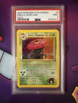 Pokemon TCG Gym Heroes Erika's Vileplume 5/132 Holo Rare PSA 9 2000 - Image 1
