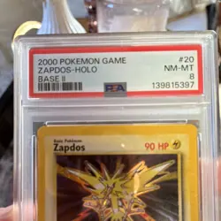 Pokemon TCG Zapdos Base Set 2 Holo Rare 020/130 English PSA 8 - Image 3