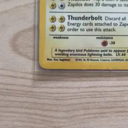 Pokemon TCG Zapdos 020/130 Base Set 2 Holo Rare HP - Image 5