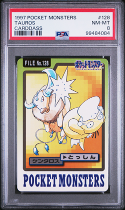 PSA 8 Tauros 128 Carddass NM-Mint Pokemon Card Vending 1997 Pocket Monsters - Image 1