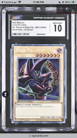 2023 Yugioh Speed Duel SBC1 Dark Magician (Arkana) CGC 10 - Image 1