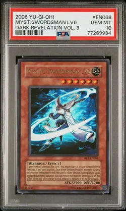 Yugioh PSA 10 Mystic Swordsman LV6 DR3-EN068 Ultra Rare POP 1 !!!! - Image 1