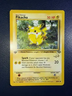 Pikachu Gold W WOTC Stamp 60/64 - 1st Edition WOTC Promo Pokemon TCG Jungle - LP - Image 1