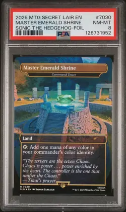 2025 MTG SECRET LAIR DROP SONIC THE HEDGEHOG-FOIL MASTER EMERALD SHRINE PSA 8 - Image 1