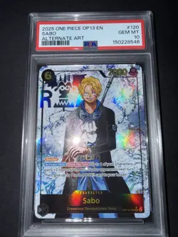 Bandai One Piece Card Game Sabo OP13-120 Alt Art Secret Rare Foil PSA 10 - Image 1