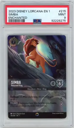 2023 Disney Lorcana Simba Enchanted EN 1 First Chapter #215 PSA 9 Mint - Image 1
