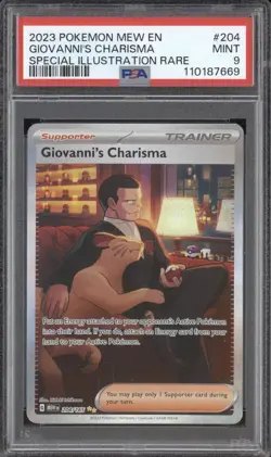 Giovanni's Charisma 2023 Pokemon 151 MEW 204/165 Special Illustration Rare PSA 9 - Image 1