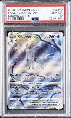 2023 POKEMON SWORD & SHIELD CROWN ZENITH #GG40 FULL ART/GLACEON VSTAR PSA 10 - Image 1
