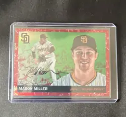 Topps 2025 Chrome Mason Miller San Diego Padres Baseball Card #77 Auto 4/5 RC - Image 1