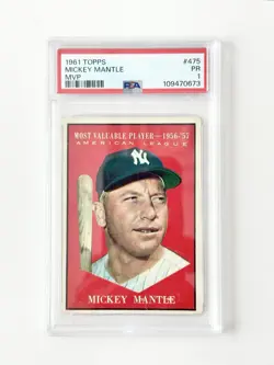 1961 Topps MICKEY MANTLE MVP Baseball Card #475 PSA 1 - Image 1