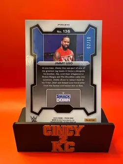 2024 Panini Prizm WWE Jimmy Uso #136 Under Card Gold Prizm /10 - Image 2
