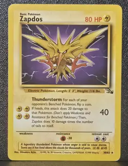 Pokemon TCG | Zapdos 30/62 | Fossil Rare | Lightly Played - Image 1