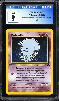 2000 Wobbuffet Pokemon Neo Discovery 1st Edition 16/75 Holo CGC 9 - Image 1