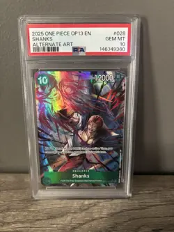 2025 ONE PIECE OP13-CARRYING ON HIS WILL ALTERNATE ART #028 SHANKS PSA 10 - Image 1