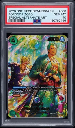 2026 One Piece Roronoa Zoro OP14-EB04 Special Alt Art #006 PSA 10 GEM MINT - Image 1