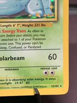 Pokemon TCG Venusaur Base Set Holo Rare 15/102 WOTC VTG 1999 HP Crease - Image 4