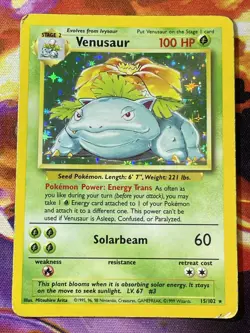 Pokemon TCG Venusaur Holo Card Base Set 15/102 Rare Nice Grass 1999 WOTC - Image 1