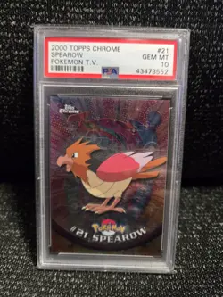PSA 10 2000 Pokemon Game Topps Chrome Spearow TV Rare Base Series 1 GEM MINT 21 - Image 1