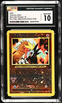 Entei 2001 Black Star Movie Promo 34 Reverse Holo Pokemon Card CGC 10 GEM MINT - Image 1