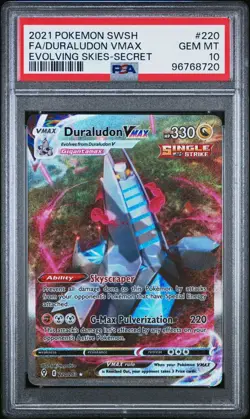 PSA 10 2021 Pokemon DURALUDON VMAX Alternate Art #220 Evolving Skies 10 GEM MINT - Image 1