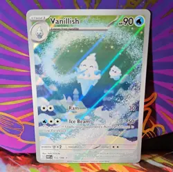 Pokemon TCG Vanillish White Flare Holo Card Illustration Rare 112/086 - Image 1
