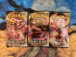 Lot Of 3 Pokemon Rebel Clash Booster Packs 820650806810 - Image 1