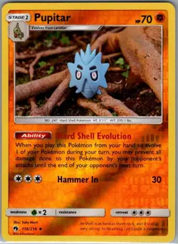 Pupitar 116/214 Reverse Holo SM - Lost Thunder - Pokemon Card - NM - Image 1