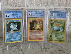 CGC 8.5 Pokemon Base Set 2 Holo 3-Card Lot Charizard 4/130 Blastoise 2/130 - Image 1