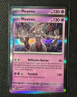 Pokemon TCG Mewtwo 150/165 Rare Holofoil Scarlet and Violet 151 Card ENGLISH - Image 1