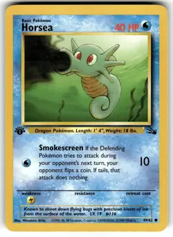 1st Edition Horsea 49/62 Common Fossil Pokemon MP - Image 1