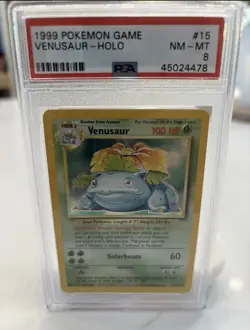 1999 POKEMON BASE SET UNLIMITED #15 VENUSAUR-HOLO PSA 8 - Image 5