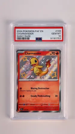 2024 POKEMON PAF EN-PALDEAN FATES SHINY RARE #109 CHARMANDER PSA 10 - Image 1