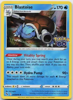 Blastoise 017/078 Holo Rare Pokemon GO Pokemon Near Mint - Image 1