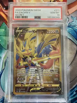 2020 POKEMON SWORD & SHIELD SECRET #211 FULL ART/ZACIAN V PSA 10 - Image 1