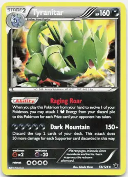 Tyranitar 56/124 Holo Rare Fates Collide Pokemon Cosmo Holo NM - Image 1