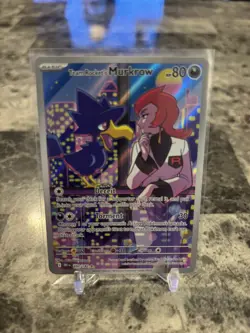 Pokemon TCG Team Rocket's Murkrow 200/182 Sv10 IR Holo Eng 80HP - Image 1